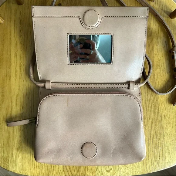 Madewell The Morgan Crossbody Bag Purse Tan Magnet Closure Inner Mirror - Picture 5 of 9
